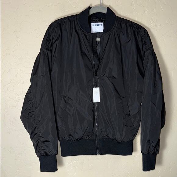Old navy h2o go water proof black bomber jacket NWT size small - Picture 1 of 8